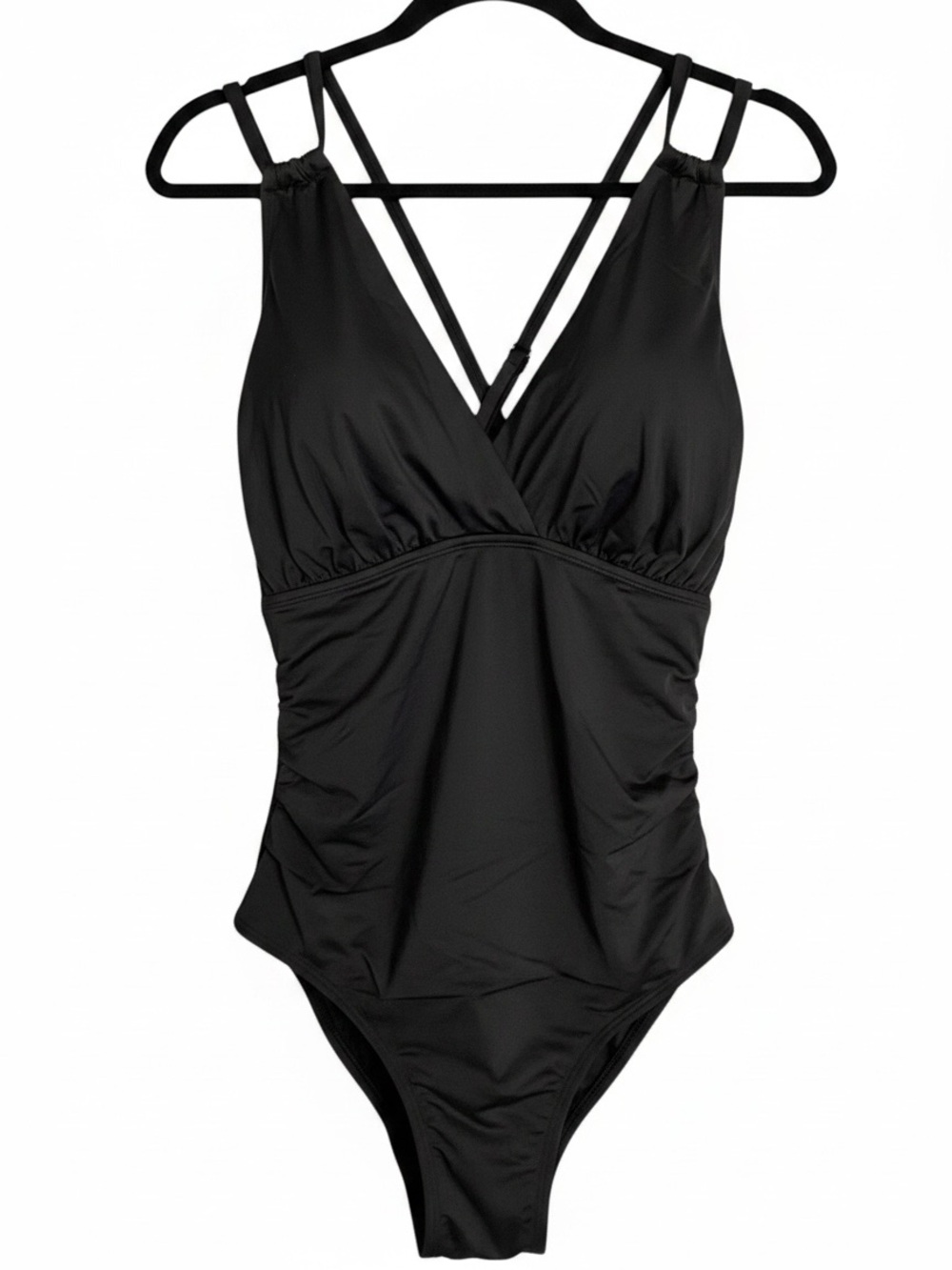Jantzen Black Tummy Control One Piece Swimsuit Criss Cross Back NWT Size 22W